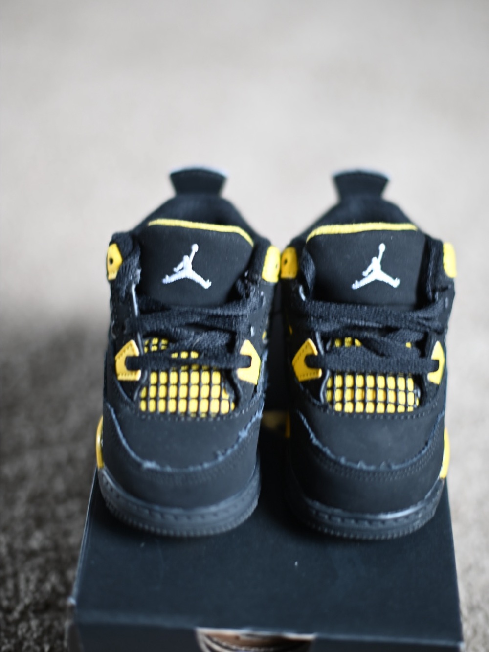 Jordan 4 Retro Black and Yellow Toddler Sneakers